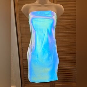 Vibrant Strapless Green Reflective Dress *Rave*